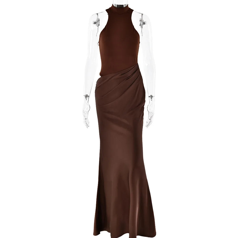 Elegant Cutout High Neck Maxi Dress