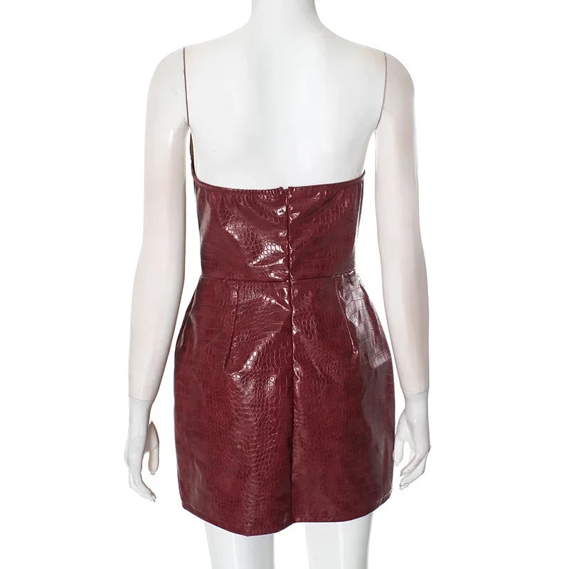 Structured Faux Leather Mini Dress