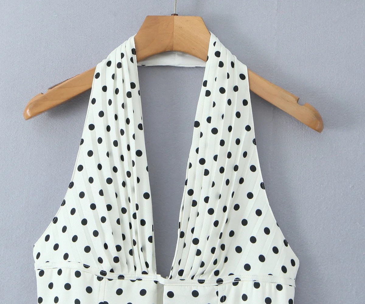 Vintage Polka Dot Halter Mini Dress