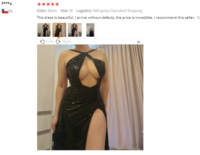 Sequin Halter Cut-Out High-Slit Evening Gown