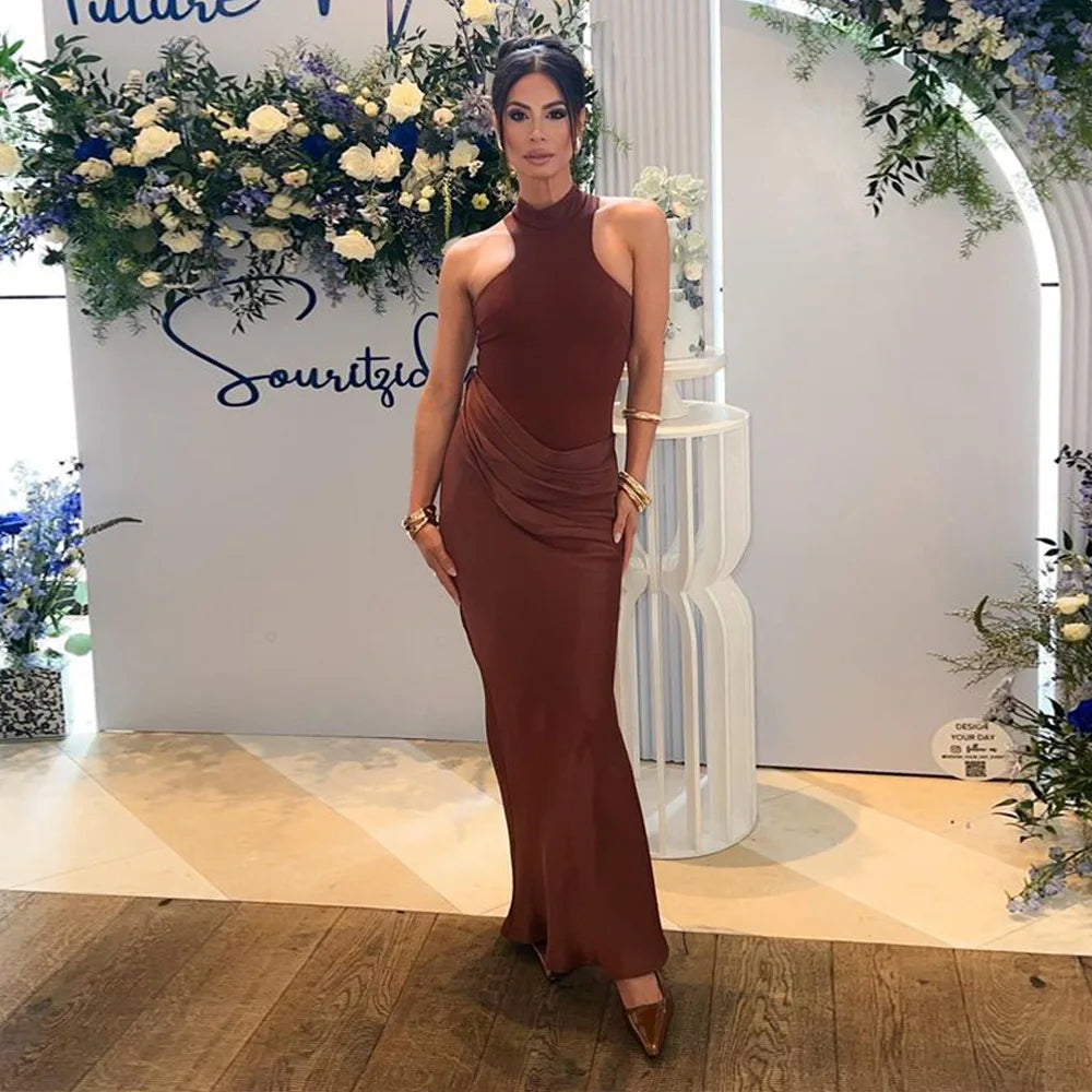 Elegant Cutout High Neck Maxi Dress