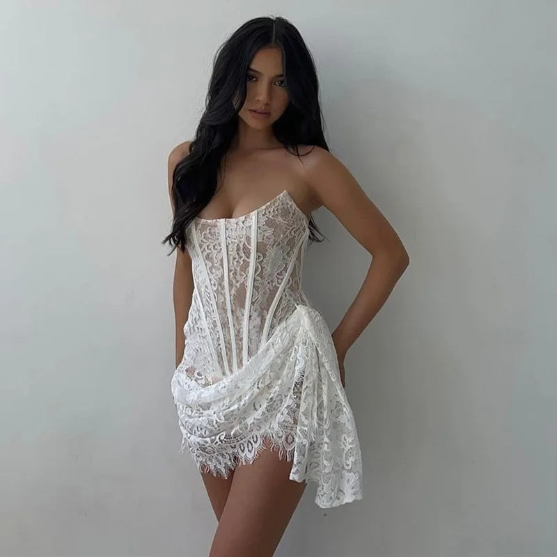 Elegant Lace Corset Mini Dress