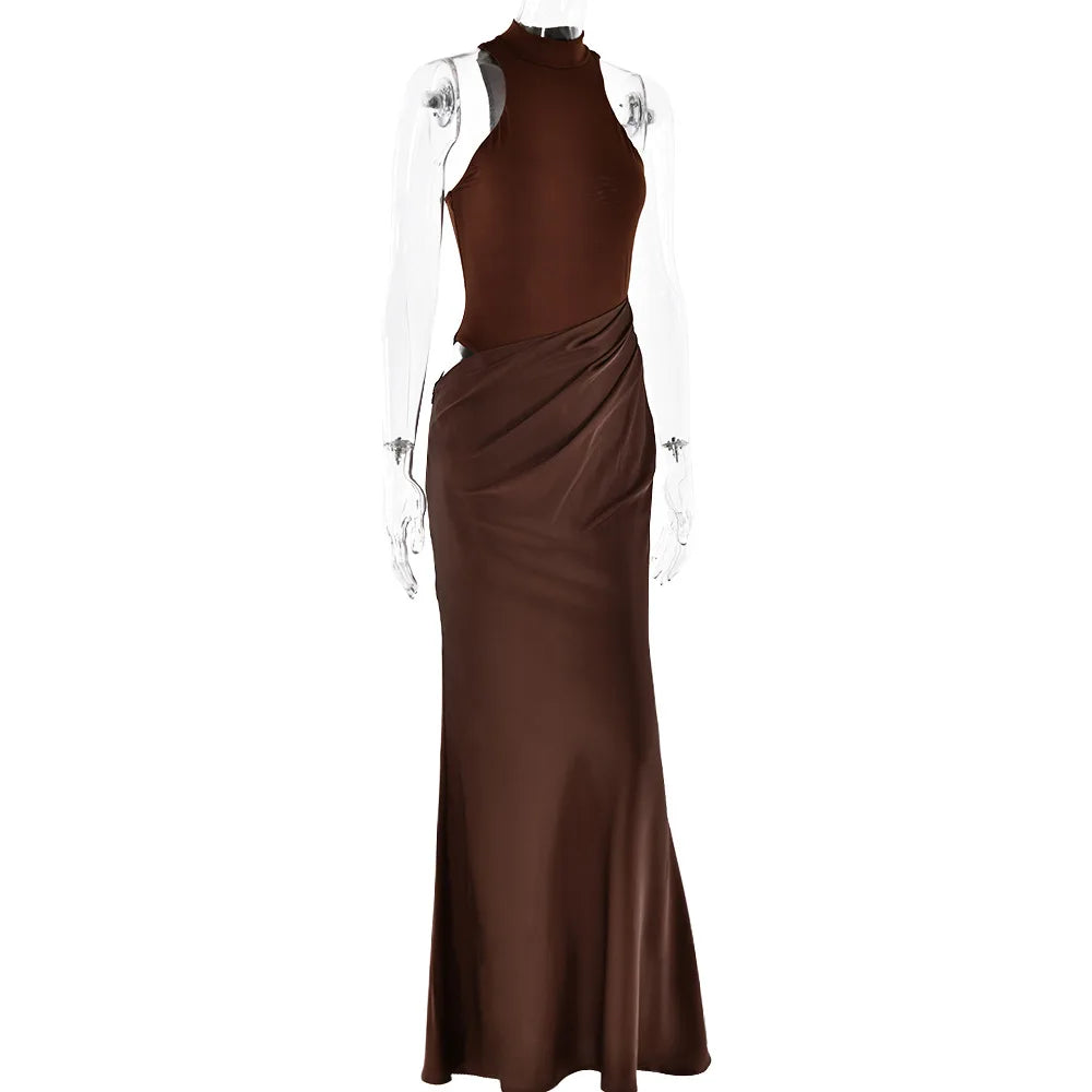 Elegant Cutout High Neck Maxi Dress
