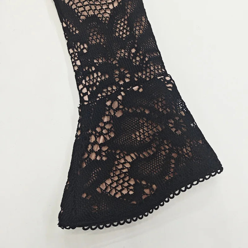 Elegant Lace Long Sleeve Mini Dress