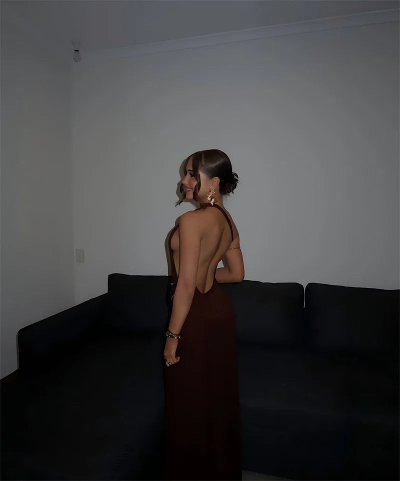 One-Shoulder Ruched Cut-Out Maxi Dress