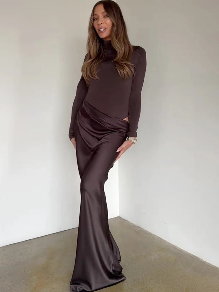 Elegant Cutout High Neck Maxi Dress