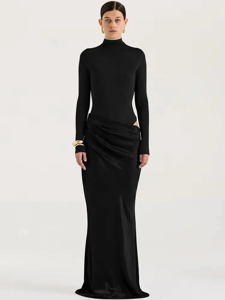 Elegant Cutout High Neck Maxi Dress
