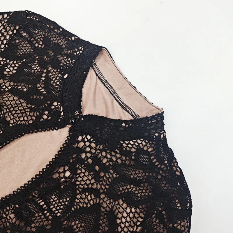 Elegant Lace Long Sleeve Mini Dress
