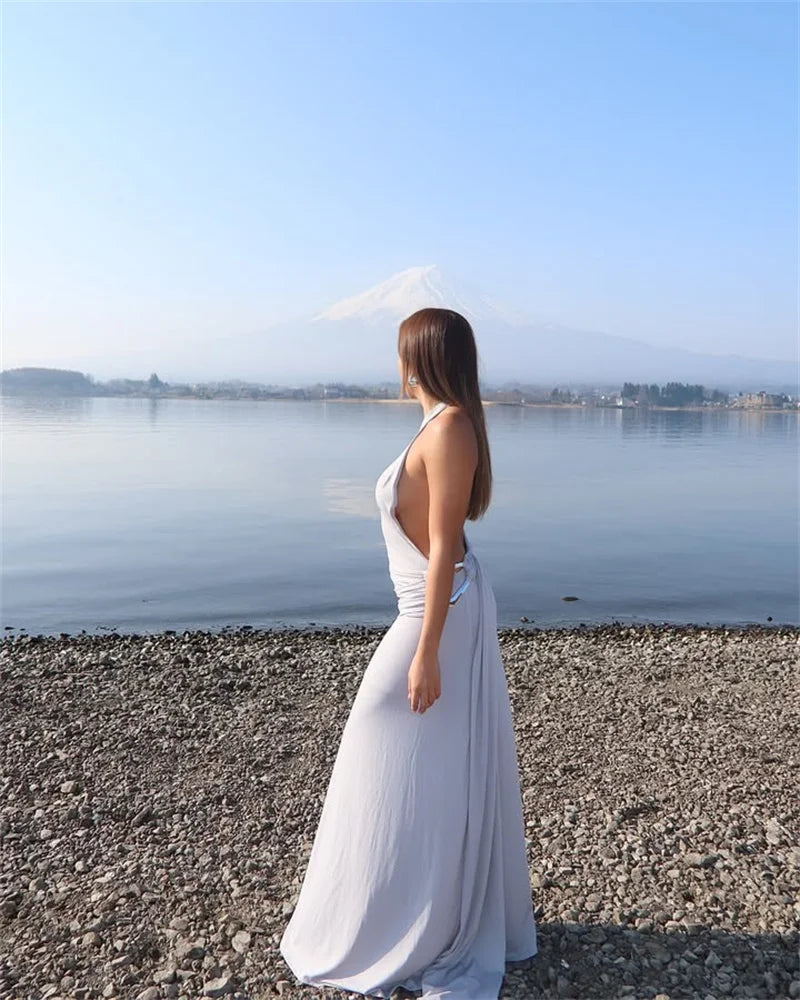 One-Shoulder Ruched Cut-Out Maxi Dress