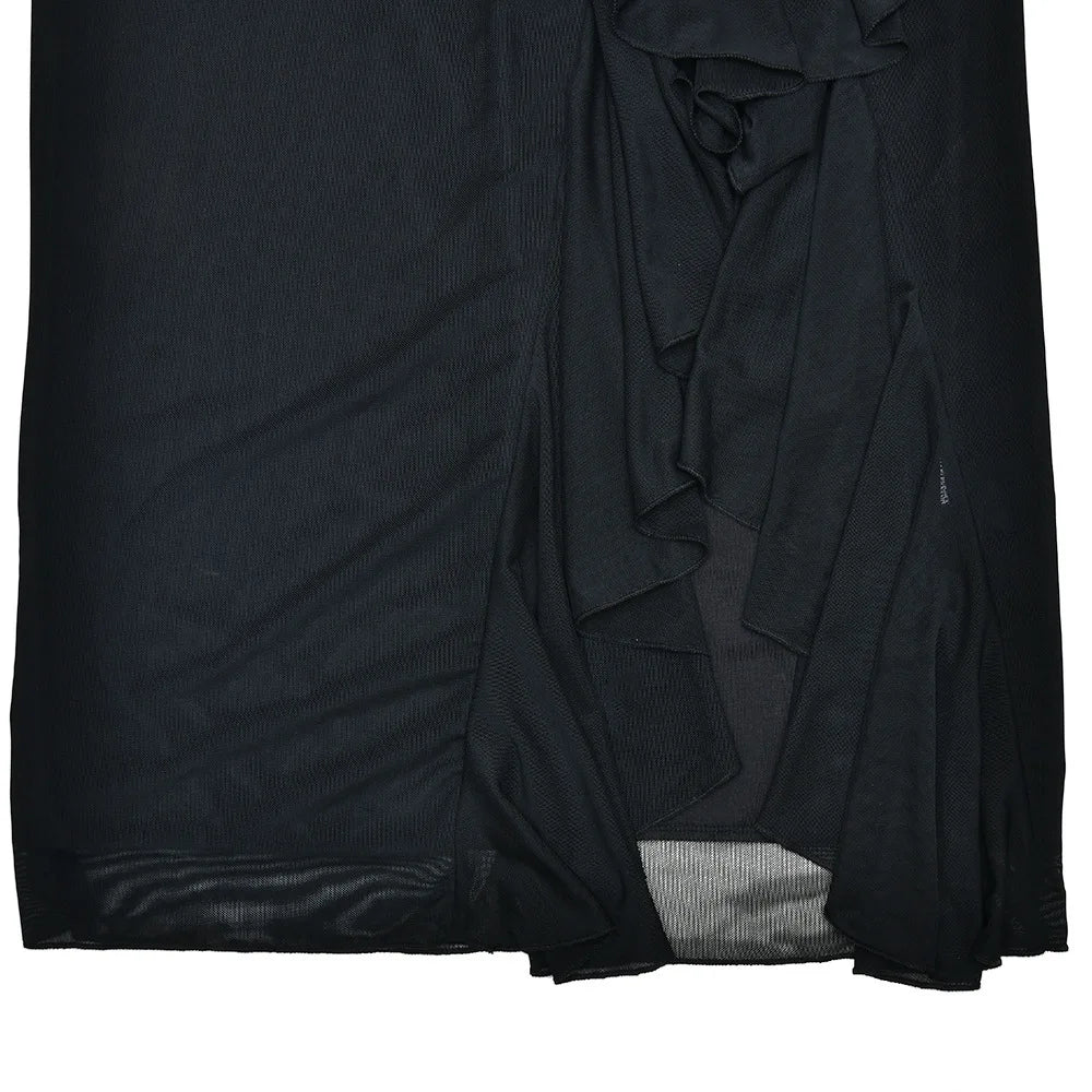 One-Shoulder Ruffle Ruched Midi Dress