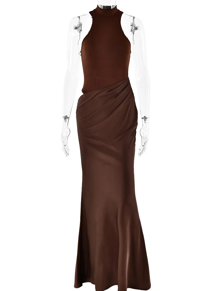 Elegant Cutout High Neck Maxi Dress