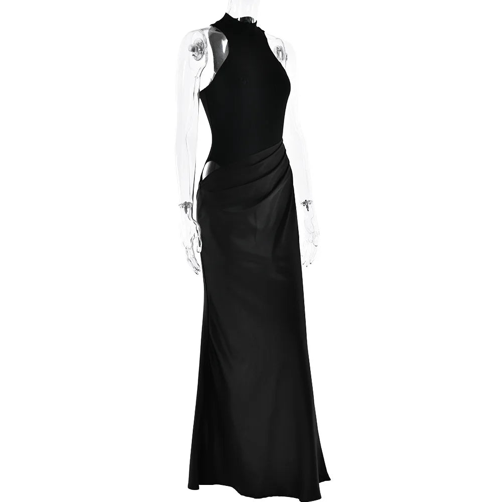 Elegant Cutout High Neck Maxi Dress