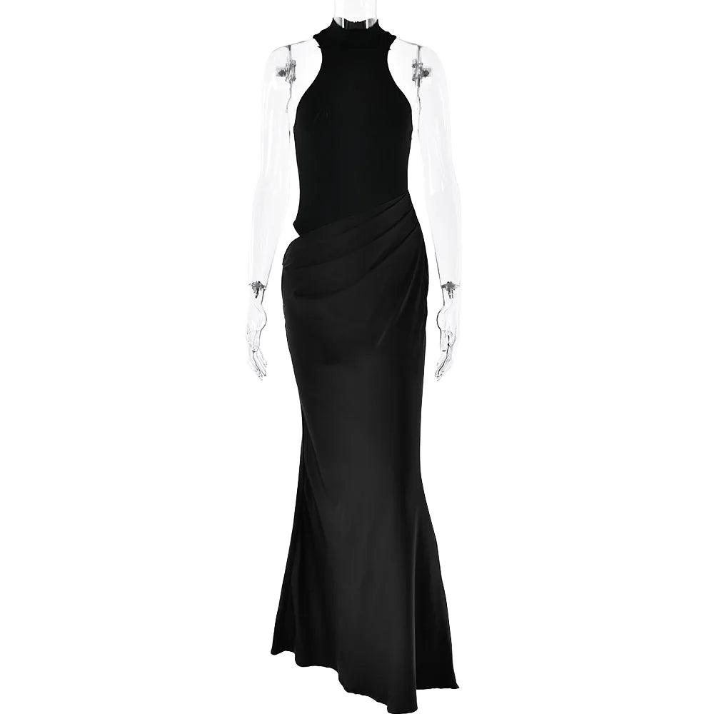 Elegant Cutout High Neck Maxi Dress