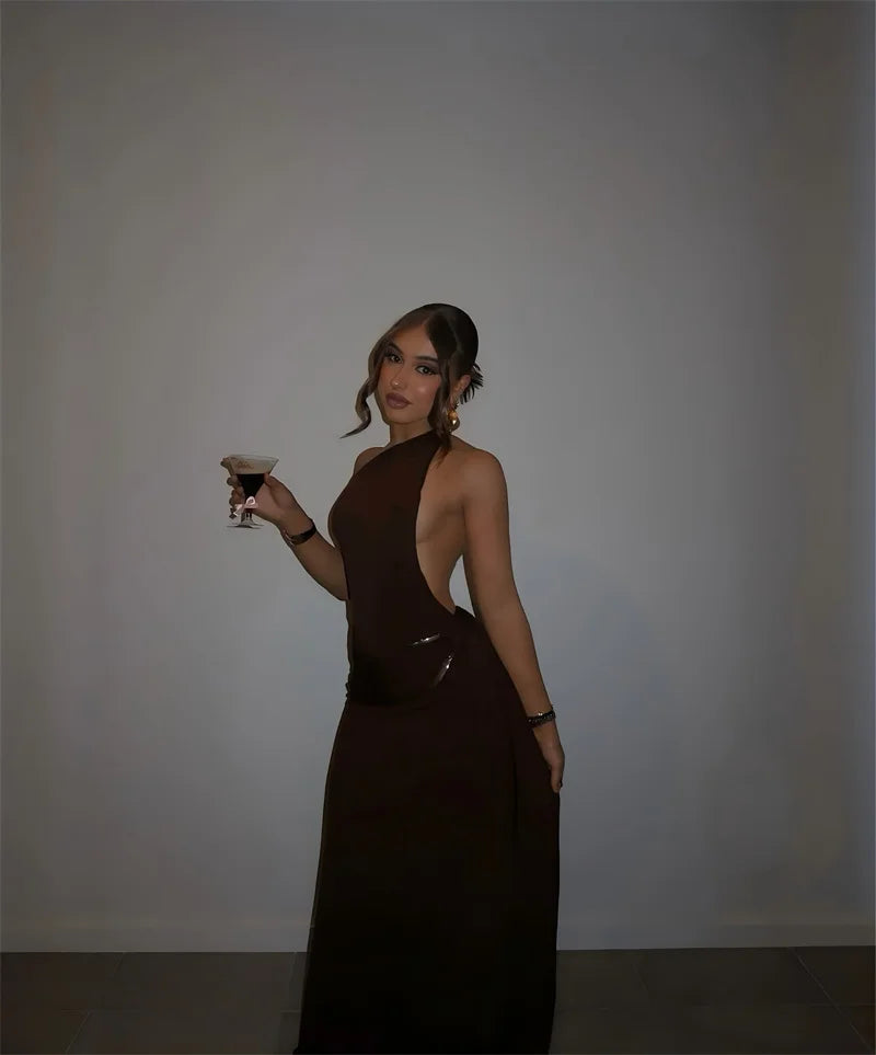 One-Shoulder Ruched Cut-Out Maxi Dress