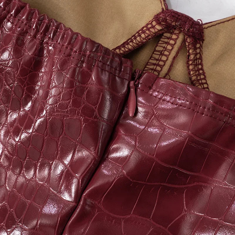 Structured Faux Leather Mini Dress