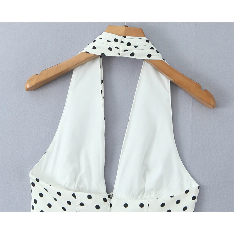 Vintage Polka Dot Halter Mini Dress
