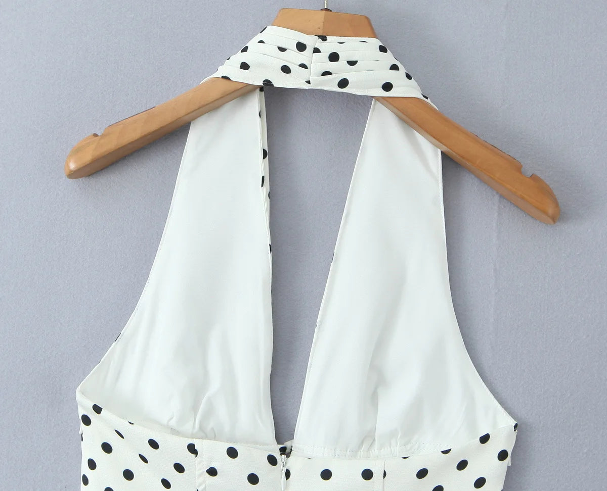 Vintage Polka Dot Halter Mini Dress