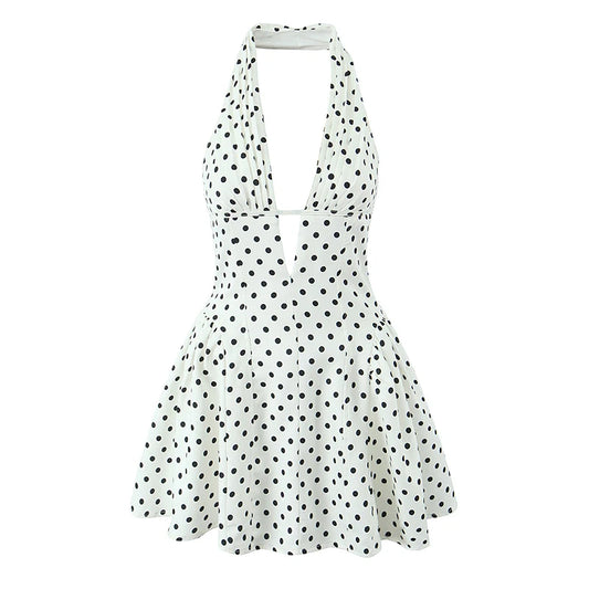 Vintage Polka Dot Halter Mini Dress