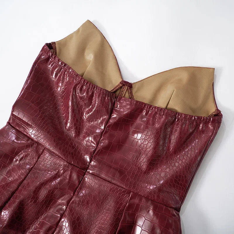 Structured Faux Leather Mini Dress
