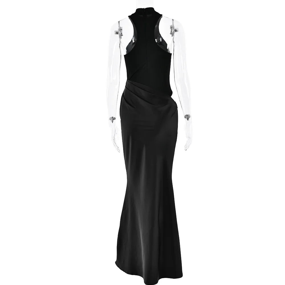 Elegant Cutout High Neck Maxi Dress