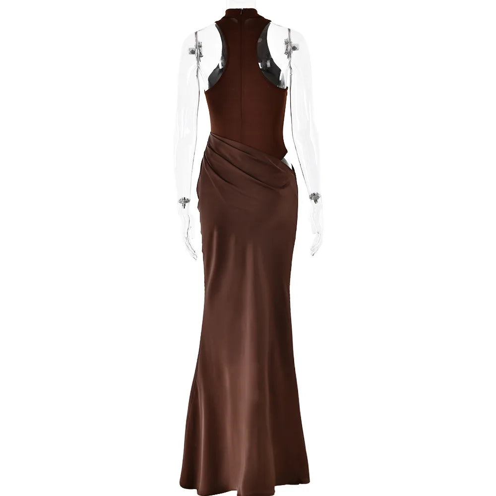 Elegant Cutout High Neck Maxi Dress