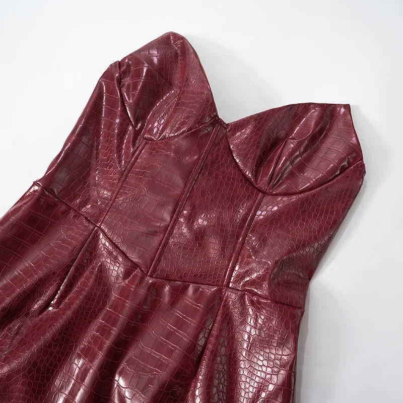 Structured Faux Leather Mini Dress