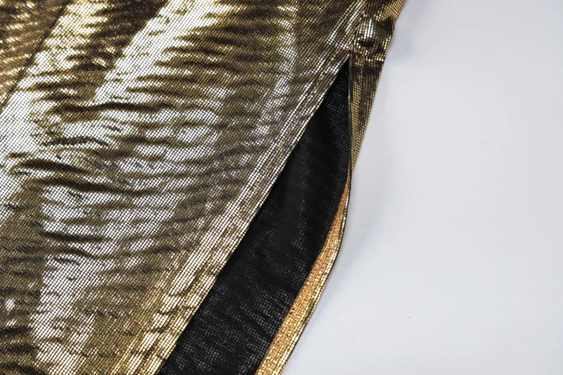 Sequin Drape Halter Mini Dress