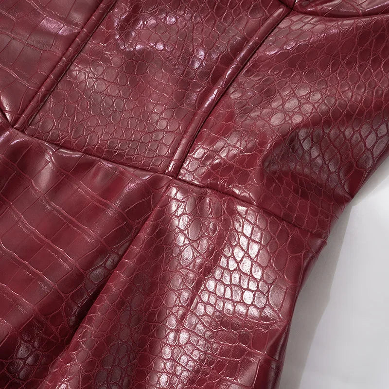 Structured Faux Leather Mini Dress